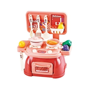30 Piece Kitchen Playset Toy Role Play Set for Food Cooking Kitchen red