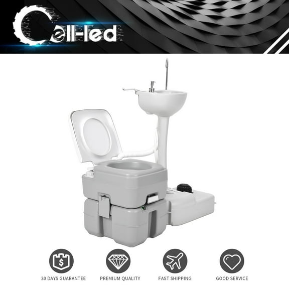 5.3G Portable Toilet w/17L Portable Sink Station RV Travel Outdoor Camping Trip