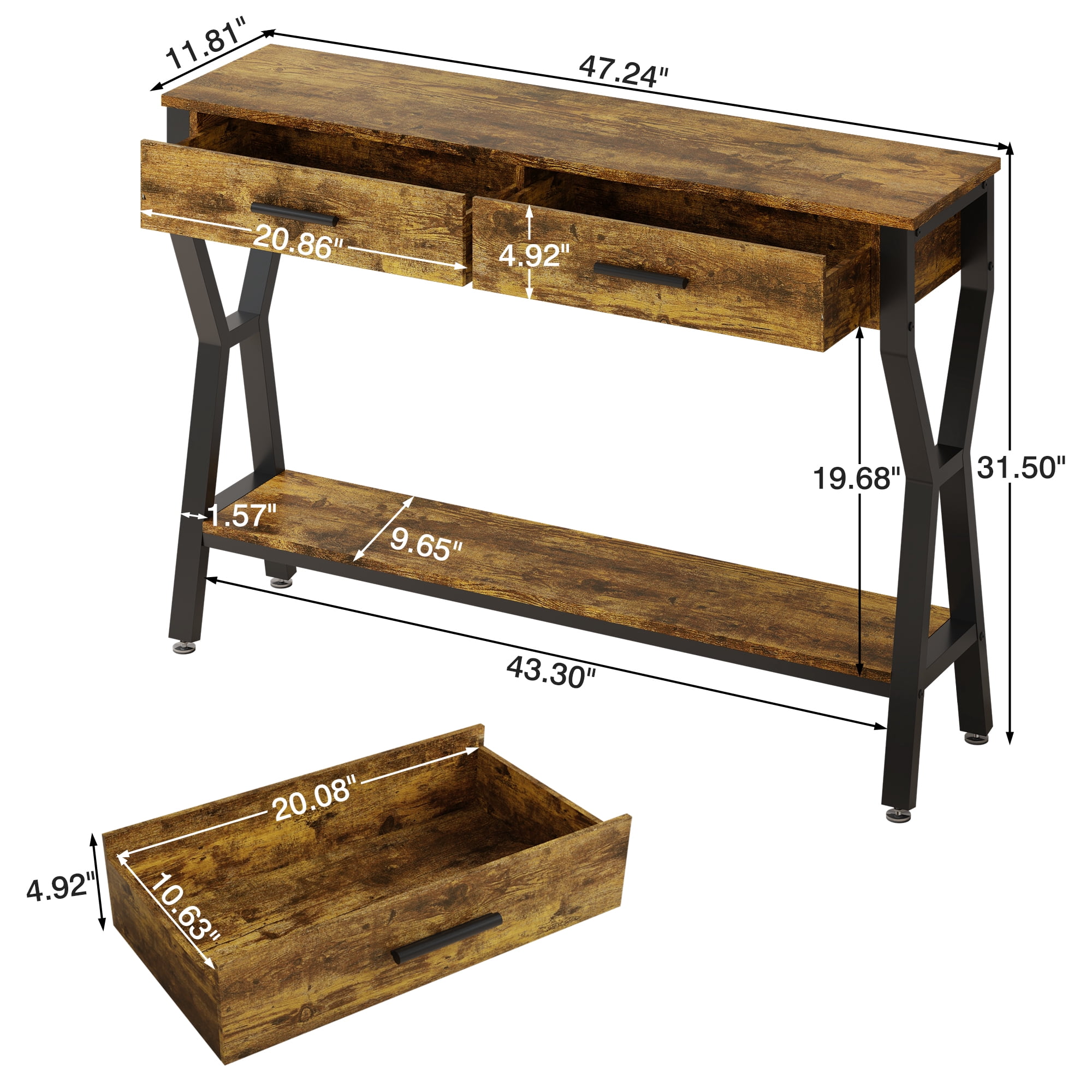 Tarnorci Console Table with 2 Drawers,Behind Couch for Living Room,  Entryway ，Hallway