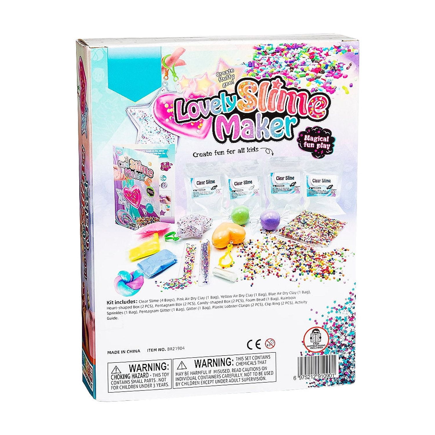 Fun Express 23 Pieces Lovely Slime Maker Plastic Backpack Clip Craft Kit - Makes 3