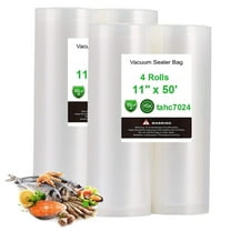 4 Roll Commercial 11" x 50' Vacuum Sealer Bags 4mil Food Saver Storage Seal Bags, BPA-Free Plastic