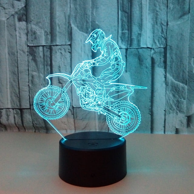 Lámpara de motocross con luz nocturna para moto de cross, luces LED con ilusión 3D para motocicleta, decoración de habitación para niños, regalo de cumpleaños y Navidad para niños, niñas y h