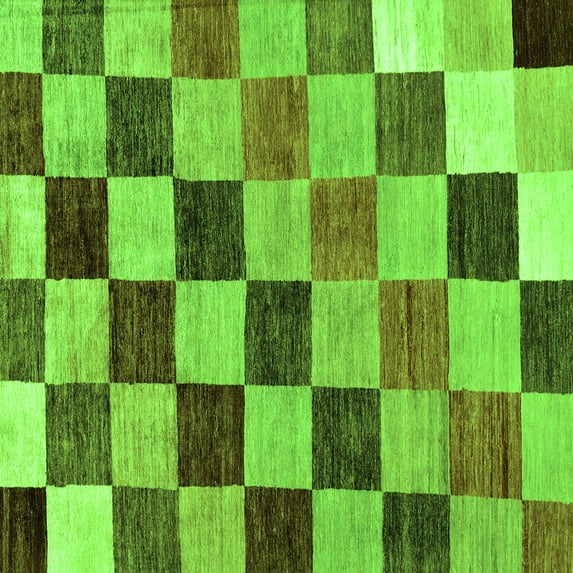Ahgly Company Indoor Square Checkered Green Modern Area Rugs, 6' Square
