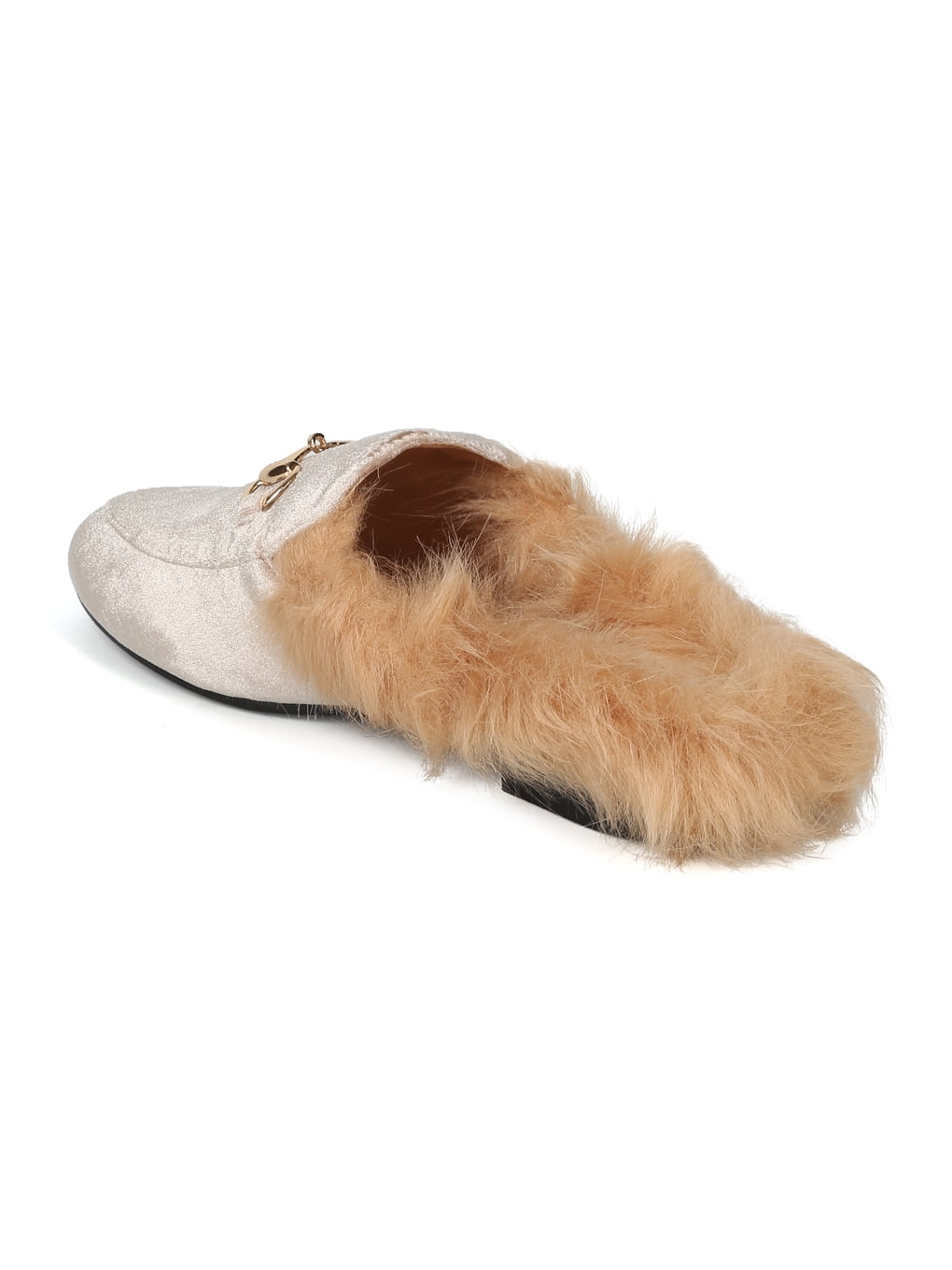 Women Velvet Slipper Horsebit Casual Mules Shoes Slides Real Rabbit Fur Lined sz Women Velvet Slipper Horsebit Casual Mules Shoes Slides Real Rabbit Fur Lined sz