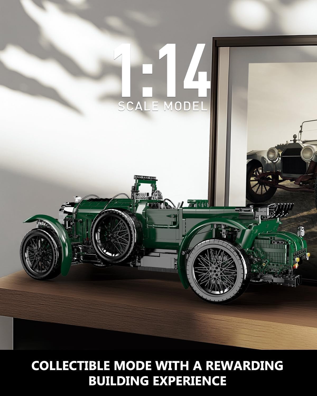 Classic Cars Building Blocks Sets, MOC Scale Model Kit with Engine Battery and Motors Vintage Car Model, Collectible Set, Gift Toy for (3918 Pieces)
