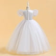 thumbnail image 4 of Spring Dresses for Girls Girls Glitter White Dresses Puff Sleeves Retro Ruched Front A-Line Evening Ball Gown Princess Wedding Bridesmaid Party Holiday Long Maxi Dresses New White 8T, 4 of 9