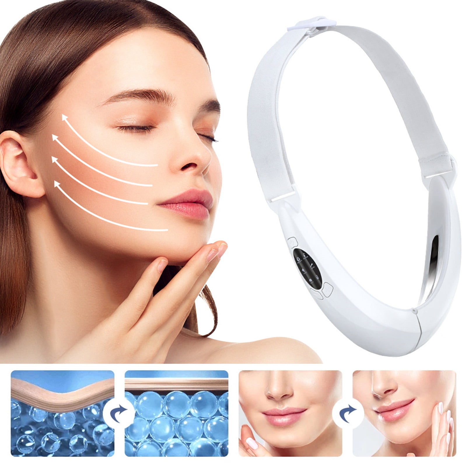 Happydeer 1 Set Face Slimming Device Skin Firming Reduce Double Chin Micro Current Red Blue Light Face-lifting V Face Massager Female Supply