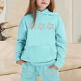 thumbnail image 2 of Tween Outfits for Girls Sets Casual Hooded Sweatshirt Joggers 2 Piece Printed Pullover Tracksuit Kids Fall Girls Clothing Sets Blue Size 12-13T, 2 of 6