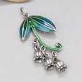 thumbnail image 2 of K-KED Real 925 Sterling Silver Men Women Lucky Enamel Leaf Tassel Bud Pendant, 2 of 6