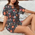 thumbnail image 4 of Gukieu doodles and Easter Print Women's Short-sleeved Pajama Set, Round Neck Button Top Elastic Shorts 2-piece Set, Summer Home Leisure Clothing-Medium, 4 of 6