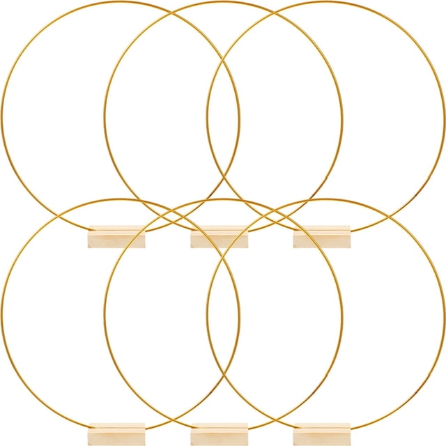 SUTENGDA 2 Set of Metal Floral Hoop Table Centerpiece with Base Dream Catcher Wedding Wreath DIY Rings