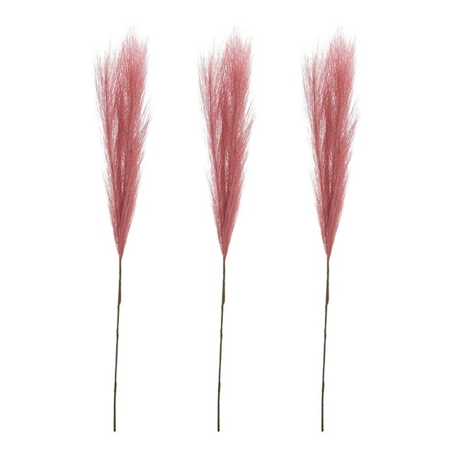 Becaristey 3pcs Exquisite Pampas Reed Decor For Sophisticated Look Boho Decor Dark Pink 1Set