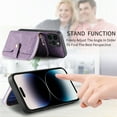 thumbnail image 3 of for iPhone 15 Pro Max Wallet Case, Crossbody Phone Purse with Card Holder for Women, Zipper PU Leather Carrying Cover Gift with Shoulder Strap Kickstand Anti-drop for iPhone 15 Pro Max - Purple, 3 of 10