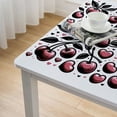 thumbnail image 4 of HAOXIT  Vinyl Table Cover Elastic Edged Cute Fruit Cherry Red Dot Tablecloths Heavy Duty Fitted for Square Table Waterproof Oil-Proof Wipeable PVC Table Cloth 44''x44'', 4 of 7
