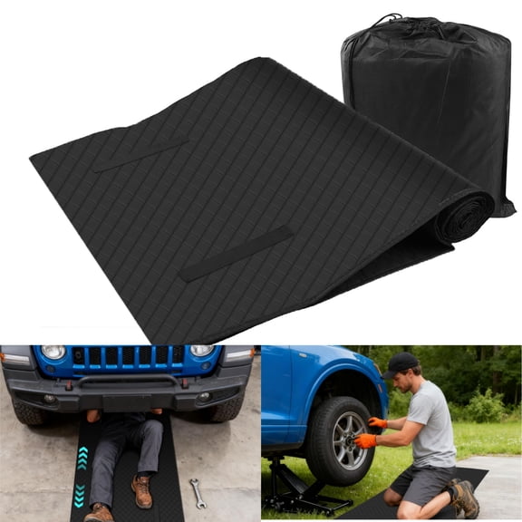 Rolling Creeper Mat 60" x 28", Under Car Repair Mat with Wheels, Foldable Low Profile Mechanics Creeper Pad with Storage Bag, Portable Automotive Repair Tool