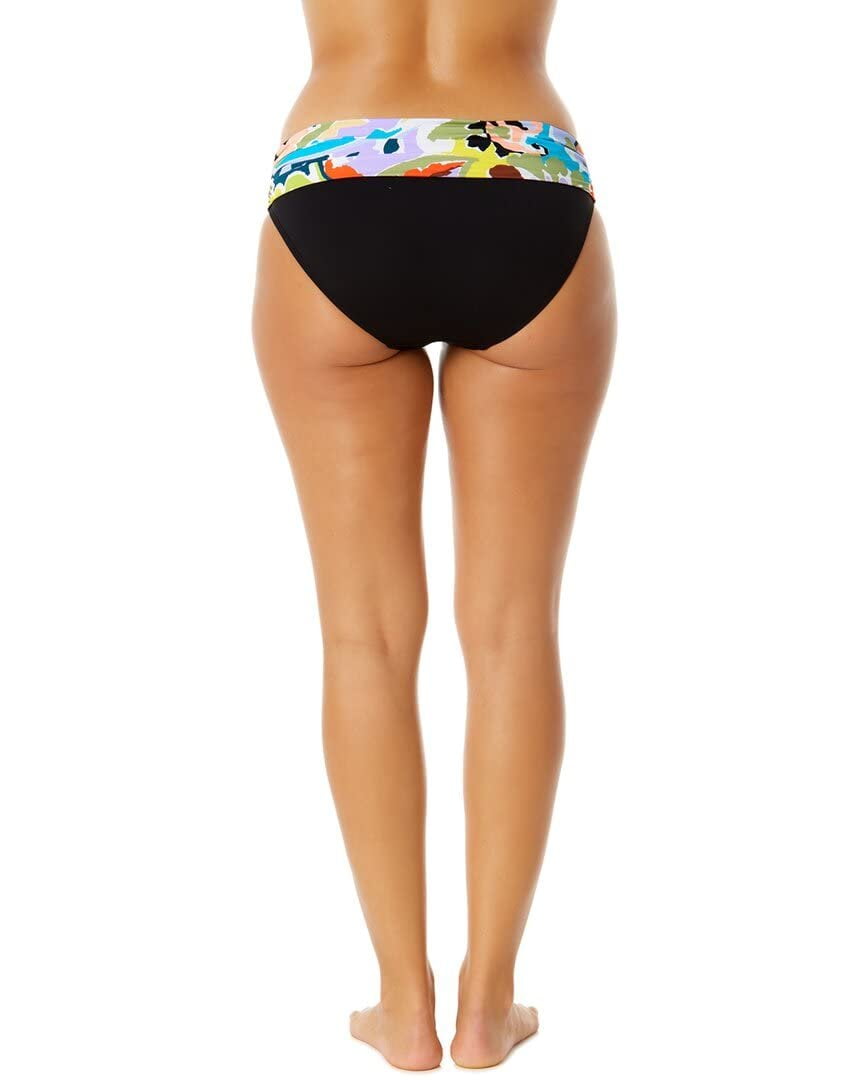 Women's Fold-Over Printed-Waistband Bikini Bottoms Multi Stripe XL