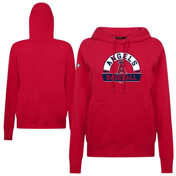 Women's Levelwear Red Los Angeles Angels Adorn Banner Arch Hoodie