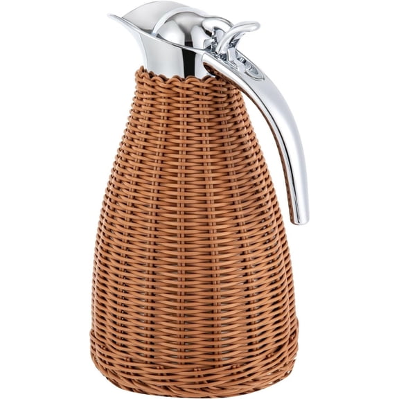 Coffee Thermal Carafe1.5L Double Walled Vacuum Insualted Carafe with Handmade Rattan Body for Keeping Hot Coffee & Tea Hot -24Hours (Coffee)