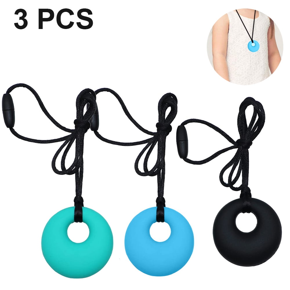 Kids Silicone Chewelry Necklace Autism ADHD Biting Sensory Chew Teething Toy UK 