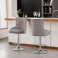 thumbnail image 5 of Alexent 2PCS Swivel Bar Stools, High Back, Button Tufted, Silver Footrest and Nailhead Trim Swivel Bar Chairs for Kitchen, Bar Velvet Upholstered Bar Stools, Gray, 5 of 7