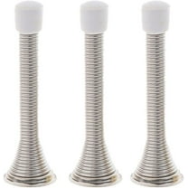 3 Pack Door Stops, Bendable Spring Steel Door Stoppers Wall Mounted Doorstops with Rubber Bumper Tips and Screws Base (Brushed)