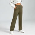 thumbnail image 3 of Bloomae Womens High Waist Button Stretchy Work Pants Comfortable Straight Leg Office Dress Pant Business Casual Trousers with Pockets, 3 of 8