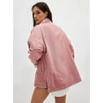 thumbnail image 6 of Women'S City Denim Jacket-Long Sleeve Oversized Boyfriend Style Jean Jacket with Button Up Front Pink M, 6 of 7