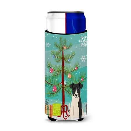 

Carolines Treasures BB4223MUK Merry Christmas Tree Smooth Fox Terrier Michelob Ultra Hugger for slim cans Slim Can
