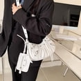 thumbnail image 2 of Women's Soft Half Moon Shoulder Bag with Rivet Decoration - 2022 Retro Hip-Hop Style Party Handbag, Solid Color PVC Synthetic Leather Underarm Crossbody Purse for Evening Events, 2 of 7