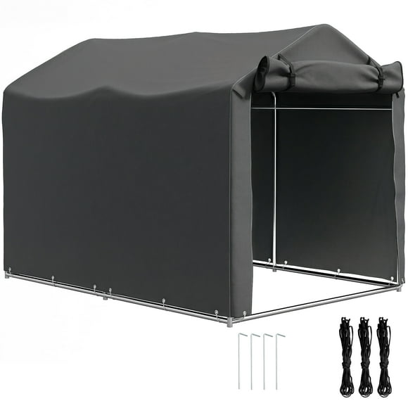 Outsunny Abri Extérieur, Tente pour Moto avec Porte à Glissière Enroulable, Gris Foncé