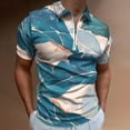 thumbnail image 2 of Marble Texture Men Zipper T-shirt Summer Casual Short Sleeve T-shirt Top, 2 of 7