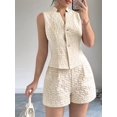 thumbnail image 5 of Women'S Summer Two Piece Sets Button Down Sleeveless Crop Vest Top and High Waisted Shorts Set  XXL, 5 of 6