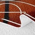 thumbnail image 5 of Castle Fairy Basketball Print Quilt Full,Leather Ball Pattern Full Bedspread Sets,Brown White Black, 5 of 7