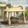 thumbnail image 2 of GVN Patio Garden Pergola, Pergola Canopy,10' x 10' Double Roof Outdoor Gazebo Canopy Shelter with Netting,Beige, 2 of 13