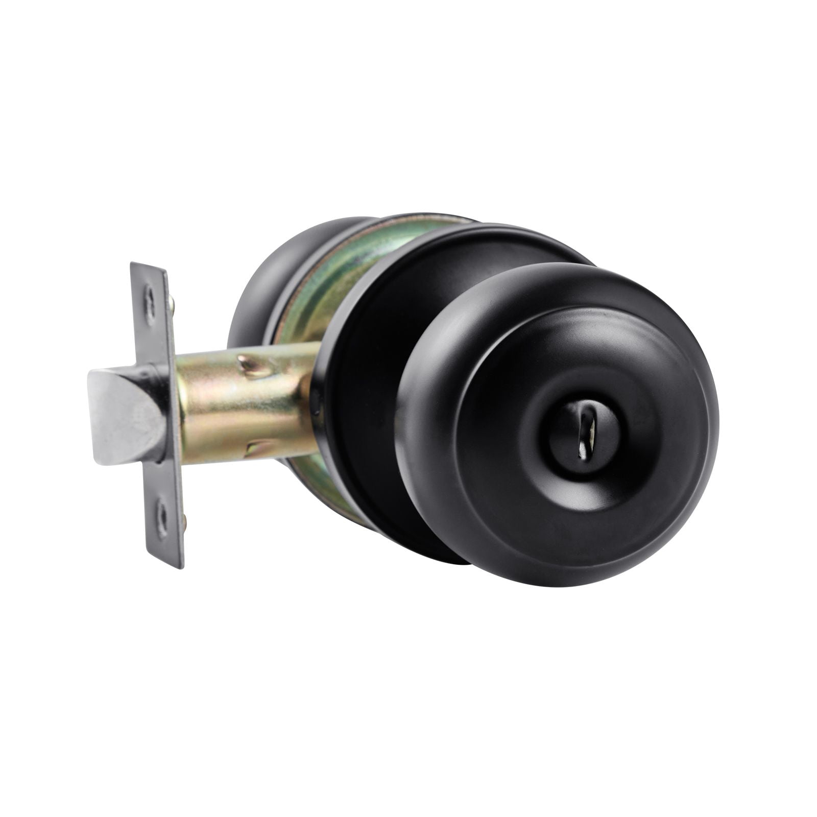 6-Pack Ball Door Knobs with Privacy Lock, All-Metal Construction, Matte Black, Adjustable Latch 2-3/8 to 2-3/4, for Bedroom Bathroom Door