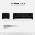 thumbnail image 3 of Omax Decor Havana 90" Mid Century Modern Tufted Genuine Leather Sofa in Black, 3 of 8