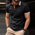 thumbnail image 2 of Kcolen Men's Polo Shirts Tall Men's Casual Business Color Block Ribbed Lapel Button Down T Shirt Comfortable Stylish Wear Casual Beach Basic, 2 of 8