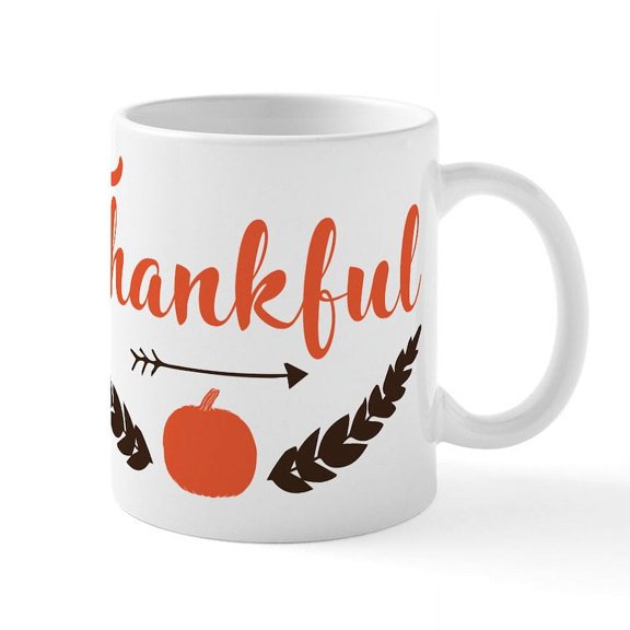 CafePress - Thankful Pumpkin - 11 oz Ceramic Mug - Novelty Coffee Tea Cup