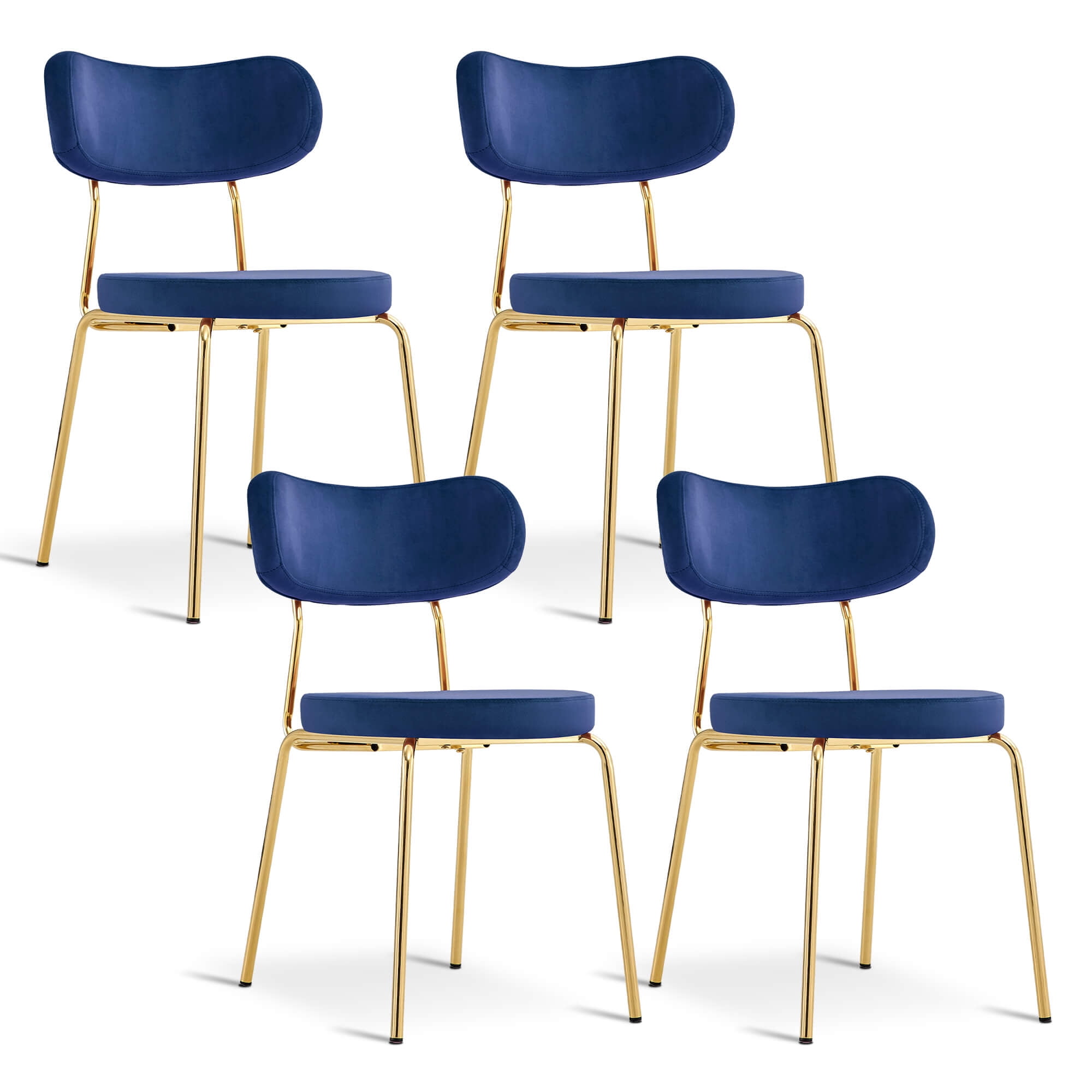 Ivinta Dining Chair Set of 4, Modern Blue Velvet Chairs with Golden