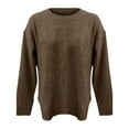 thumbnail image 5 of Women's Marled Knit Sweater, Casual Crewneck Pullover, Textured Yarn Knit Top, Lightweight Long Sleeve Blouse, Machine Washable Everyday Sweater for Women Coffee L, 5 of 9