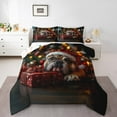 thumbnail image 1 of Winter Christmas Theme Down Comforter Cute Pug Dog Full Bedding Set Xmas Tree Animal Holiday Comforter Set For Kids Teen Adults,Red Gift Pattern Soft Lightweight Quilt Set, 1 of 7