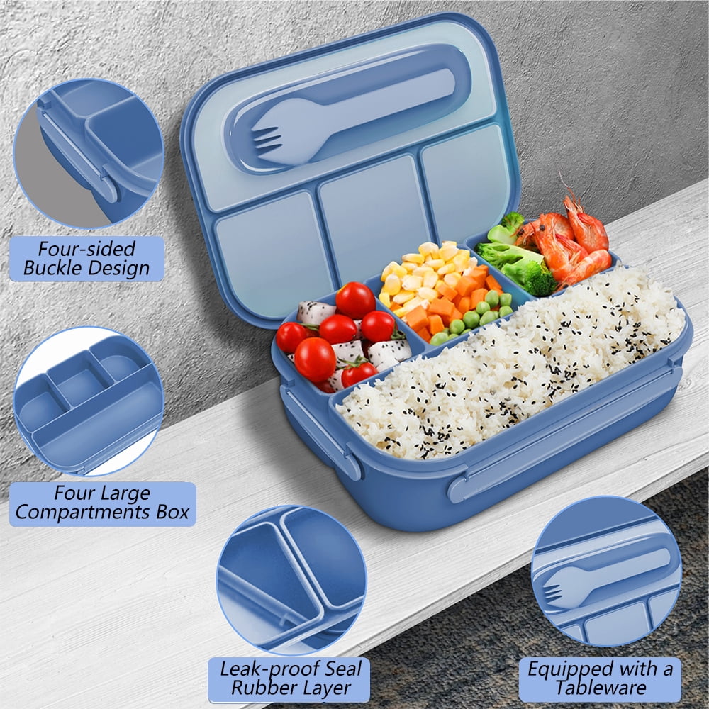 Lunch Box Adult Bento Box,1L Bento Lunch Box Container Built in Utensil Set for Adult Modern Style Lunch Container for Office,Picnic Leak Proof-Blue