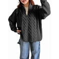 thumbnail image 1 of Chandail à Demi-Col Roulé à Manches Longues pour Femme avec Fermeture Éclair, Automne et Hiver, Tricot Côtelé Décontracté, Gris, P, 1 of 7