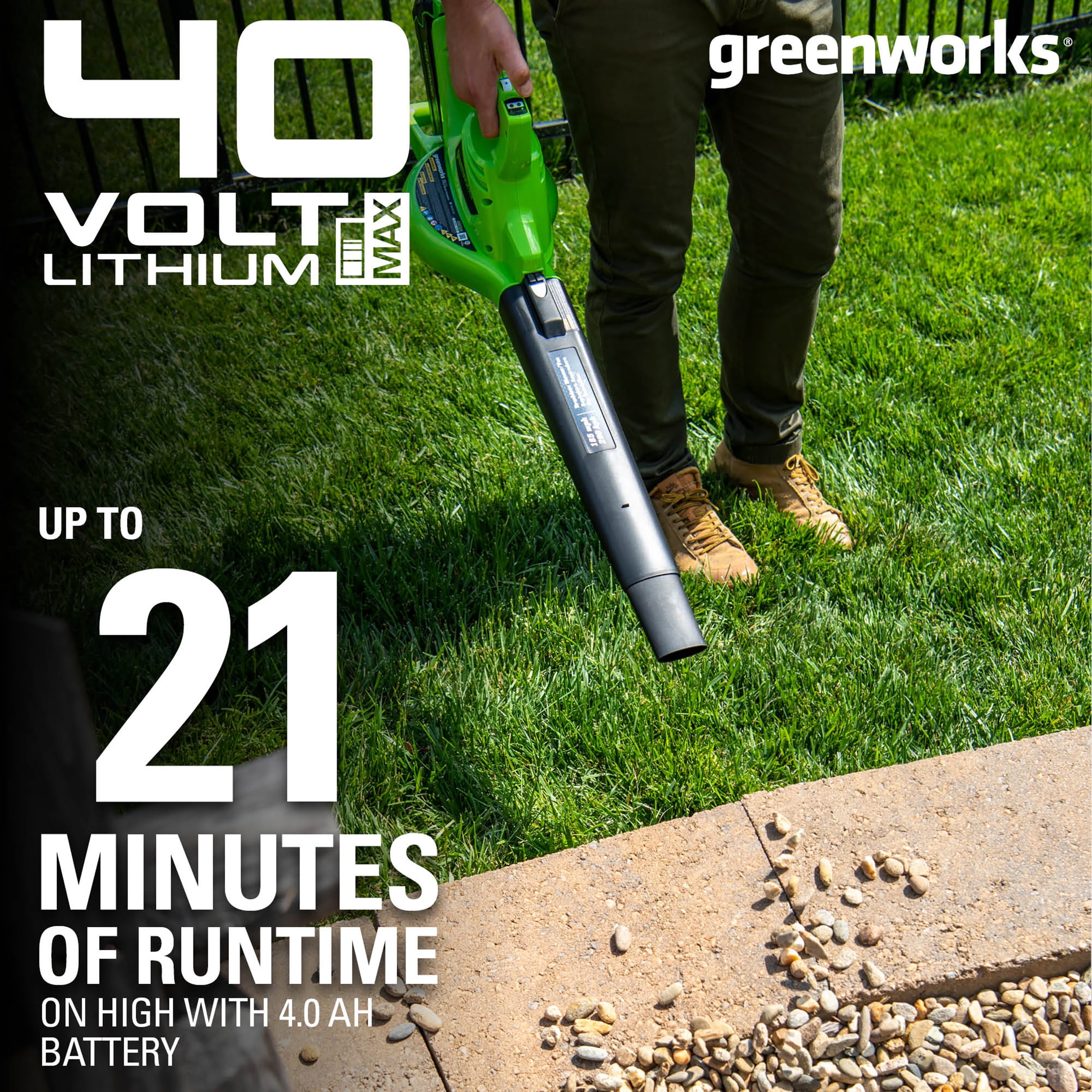 Greenworks 40V 340 CFM Leaf Blower/Vacuum With Ah Battery And Charger