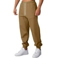 thumbnail image 2 of Dresfit Cuffed Sweatpants Men Baggy Cotton Joggers Fall Cinched Bottom Straight Leg Drawstring Workout Trousesrs Fleece Loose Fit Thermal Plus Size Track Pants Light Brown 3XL, 2 of 8