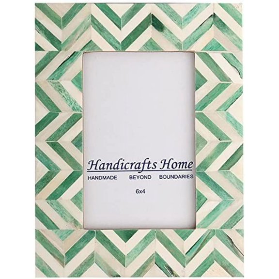 Handicrafts Home 4x6 Picture Frames Photo Frame Chevron Herringbone Vintage Wooden (Green)
