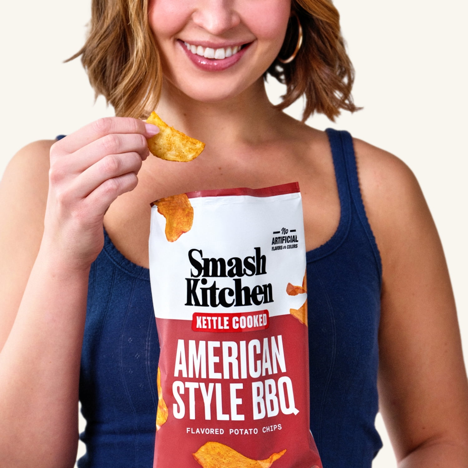 (6 pack) Smash Kitchen American Style BBQ Non-GMO Kettle Chips, 6 oz
