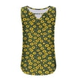 thumbnail image 7 of JTZGDY Tank Tops for Women Cute Summer Floral Print Sleeveless Ruched Pleated Keyhole Cutout Tunic Blouse Trendy Cozy Graphic Cami Shirts Yellow L, 7 of 7