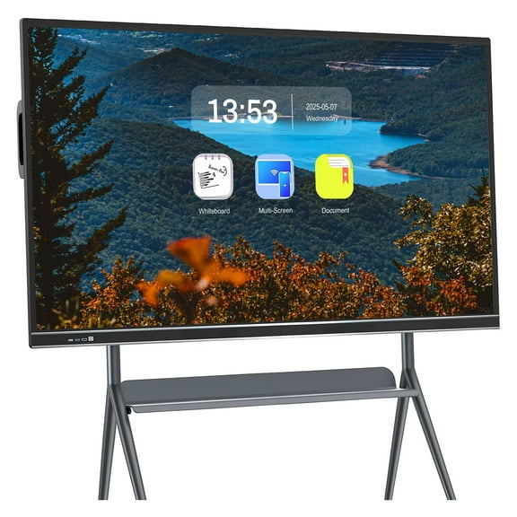 Smart Board 75 Inch All-in-One Touch Screen Interactive Whiteboard, Dual System Optimizes Performance, Cloud Sharing Keeps Everyone in the Loop For Education, Office & Presentations