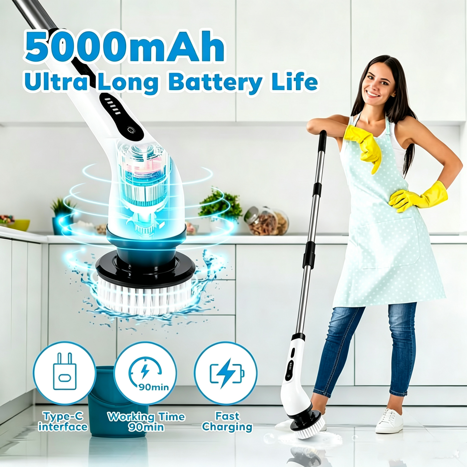 Kidsjoy Electric Spin Scrubber, 500RPM with 9 Brush Heads photo 4